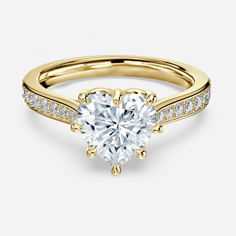 Bria Heart Vintage Engagement Ring 14K / 18K Solid Gold