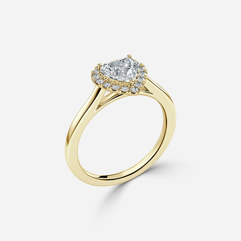 Sara Heart Halo Engagement Ring 14K / 18K Solid Gold