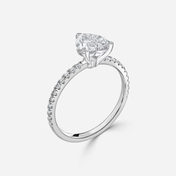 Lux Heart Diamond Band Engagement Ring 14K / 18K Solid Gold