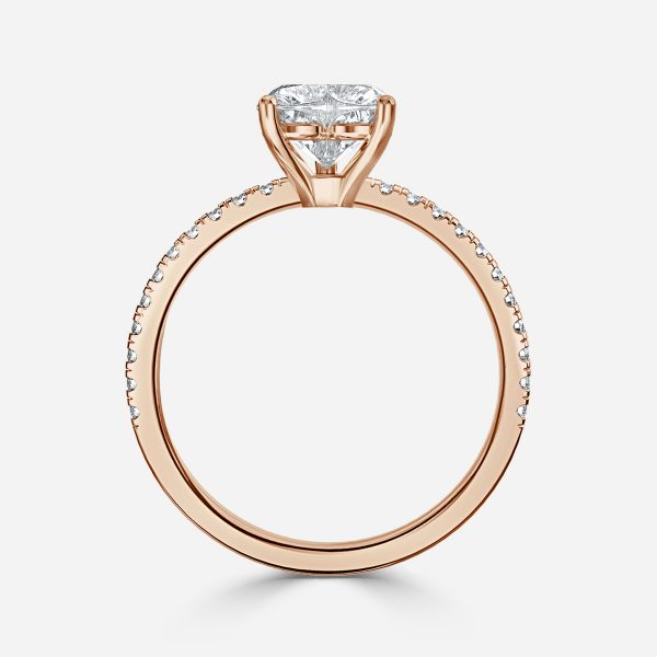 Lux Heart Diamond Band Engagement Ring 14K / 18K Solid Gold