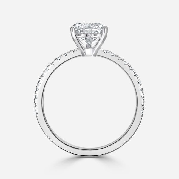 Lux Heart Diamond Band Engagement Ring 14K / 18K Solid Gold
