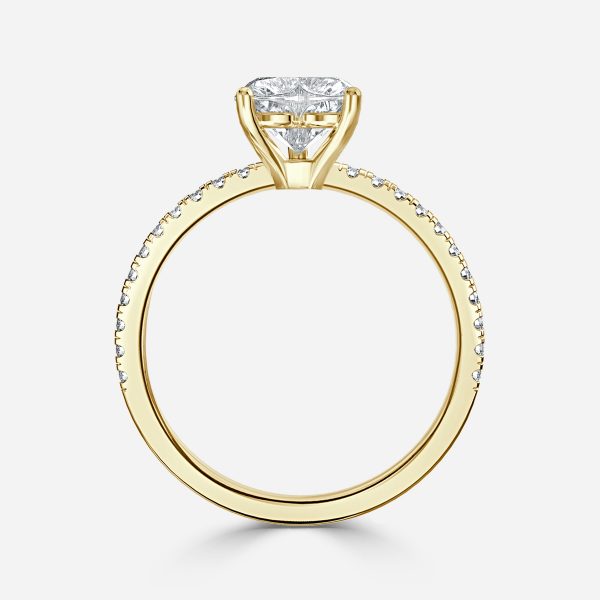 Lux Heart Diamond Band Engagement Ring 14K / 18K Solid Gold