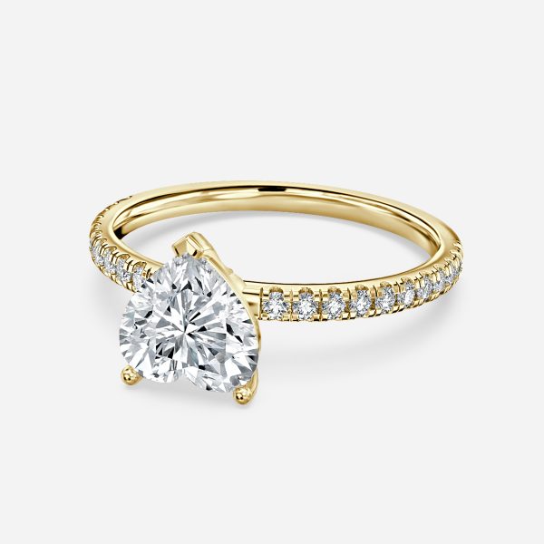 Lux Heart Diamond Band Engagement Ring 14K / 18K Solid Gold