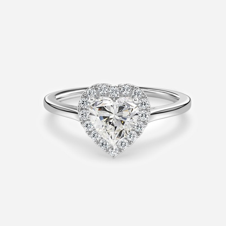 Sara Heart Halo Engagement Ring 14K / 18K Solid Gold