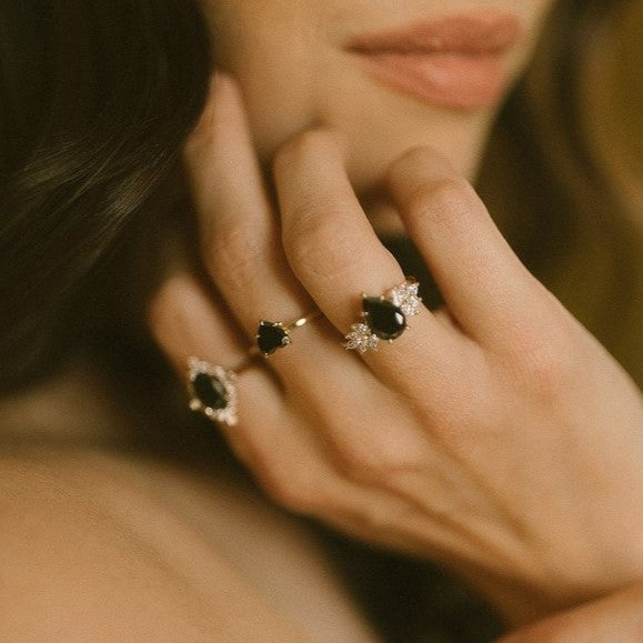 3 Carat 14K Yellow Solid Gold Solitaire Heart Black Diamond Engagement Ring Gift For Her - Blackdiamond