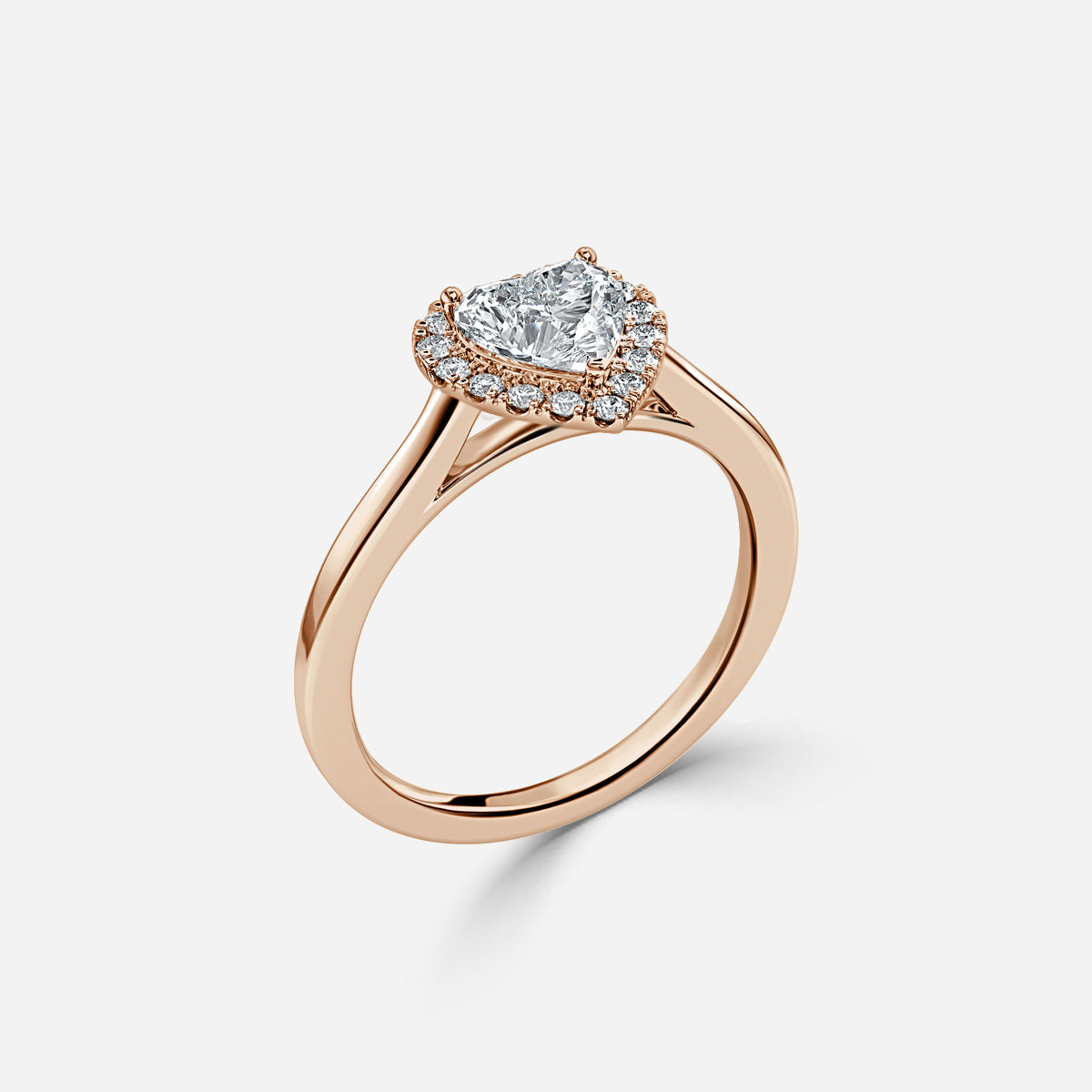 Sara Heart Halo Engagement Ring 14K / 18K Solid Gold