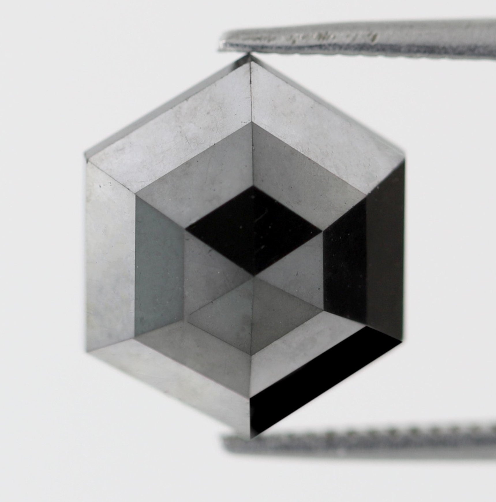 4.68 Carat 12 x 10 MM Natural Hexagon Shape Heated Black Top AAA Quality Sparkling Faceted Natural Diamond Perfect For Making Pendant - Blackdiamond