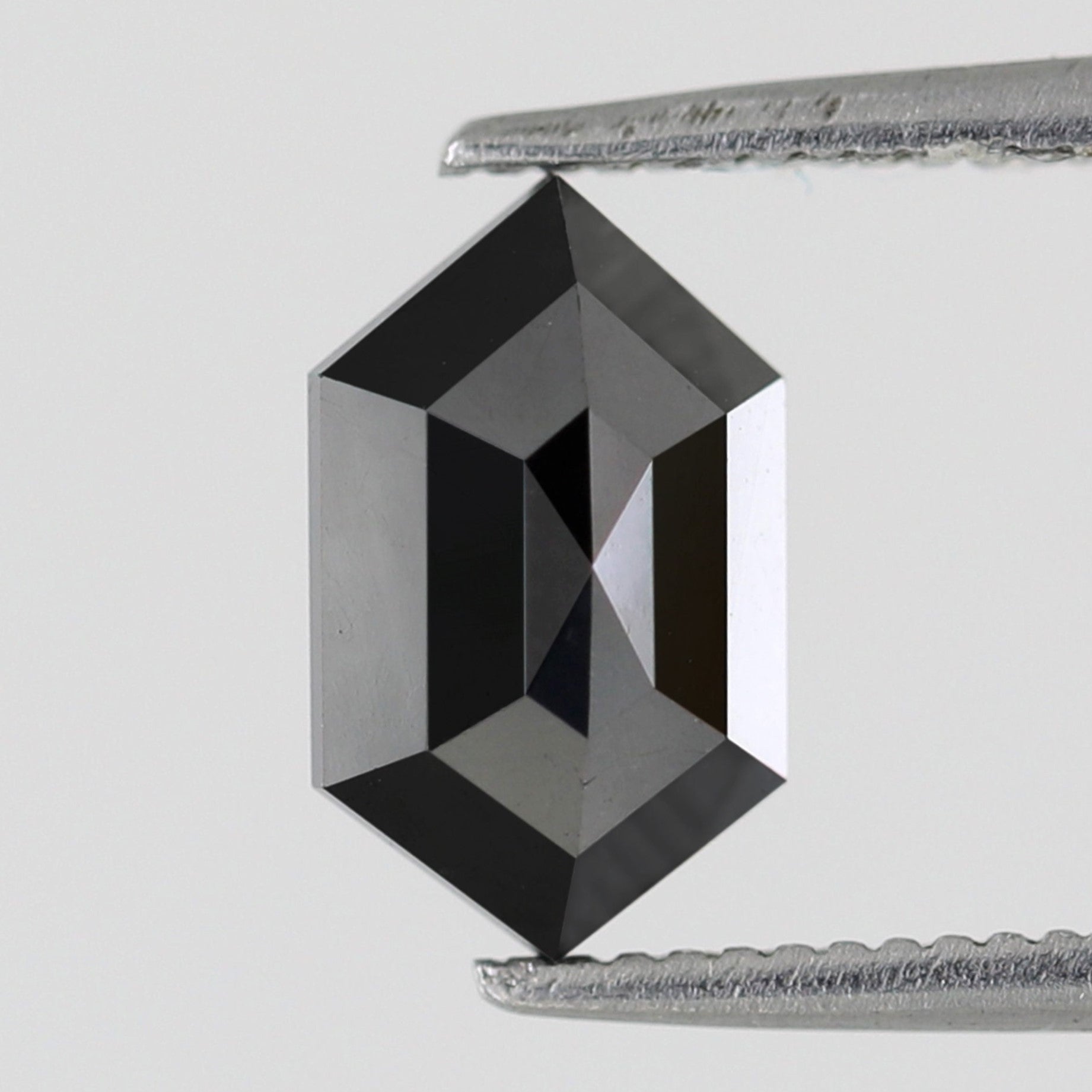 1.64 Carat Hexagon Shape Black Color Diamond 9.3 x 5.3 x 3.5 MM Loose Natural Diamond Treated Black Diamond For Six Prong Setting Ring - Blackdiamond