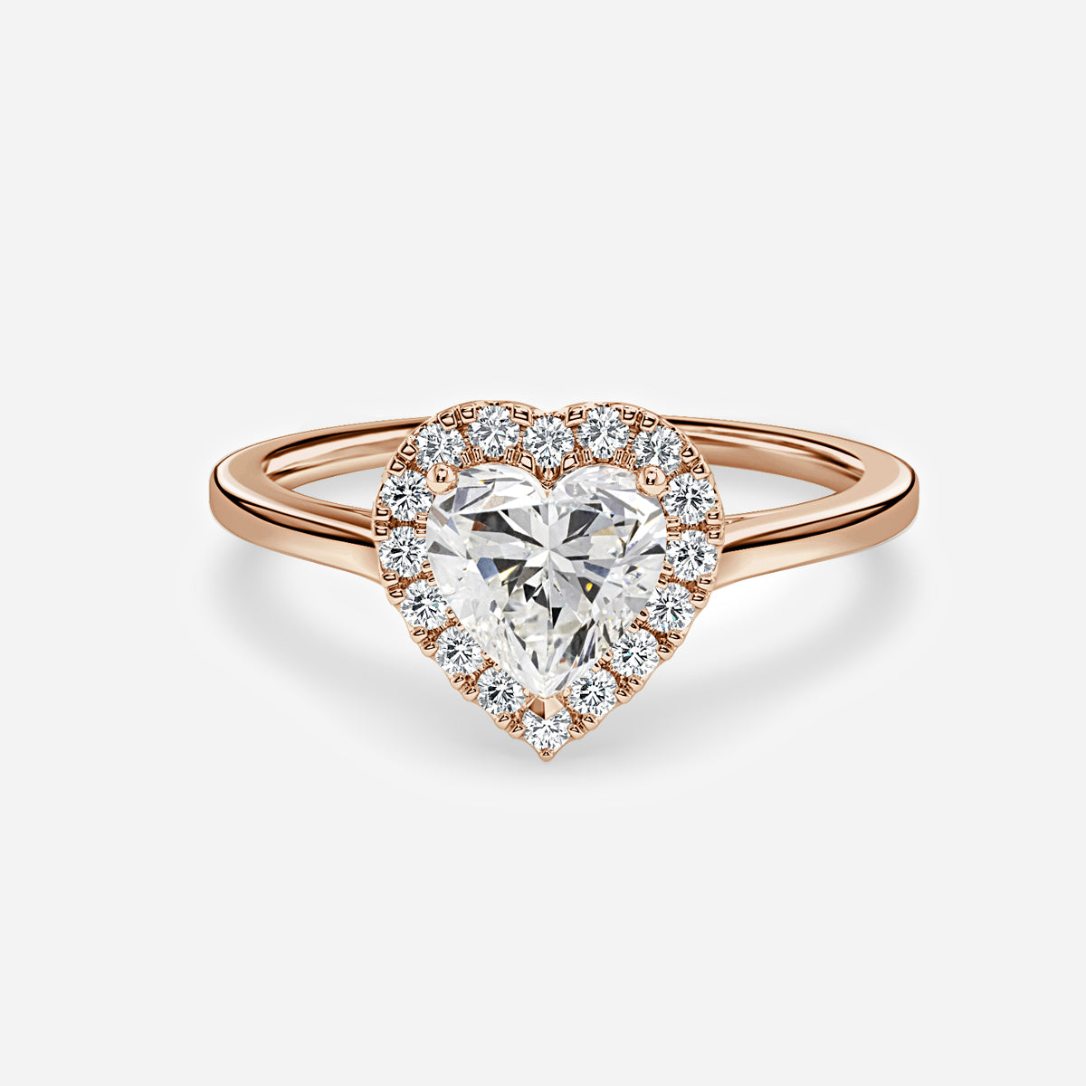 Sara Heart Halo Engagement Ring 14K / 18K Solid Gold