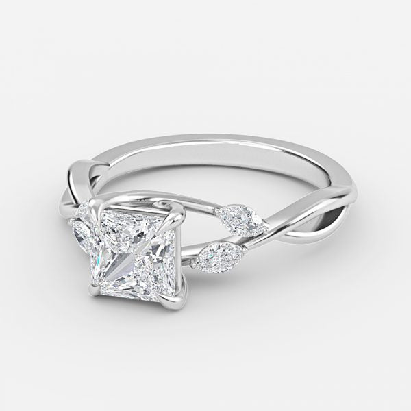 Aura Princess Unique Diamond Engagement Ring 14K / 18K Solid Gold