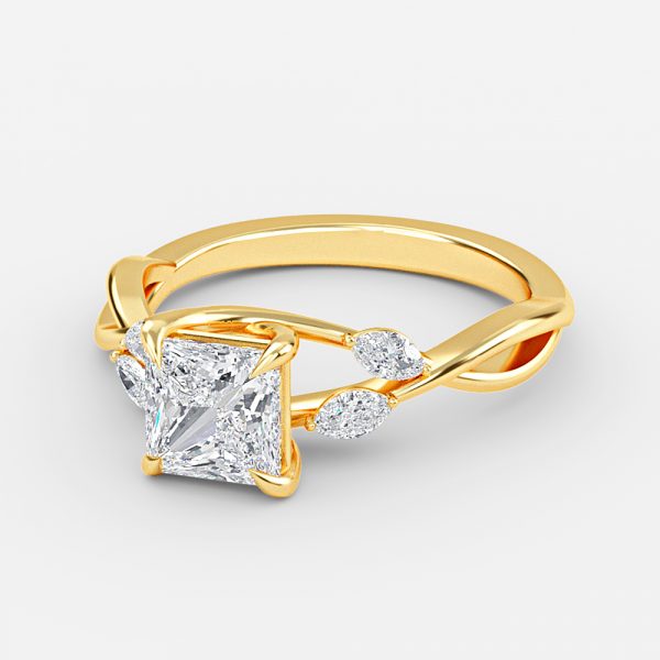 Aura Princess Unique Diamond Engagement Ring 14K / 18K Solid Gold