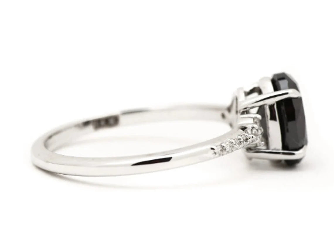 oval black diamond ring