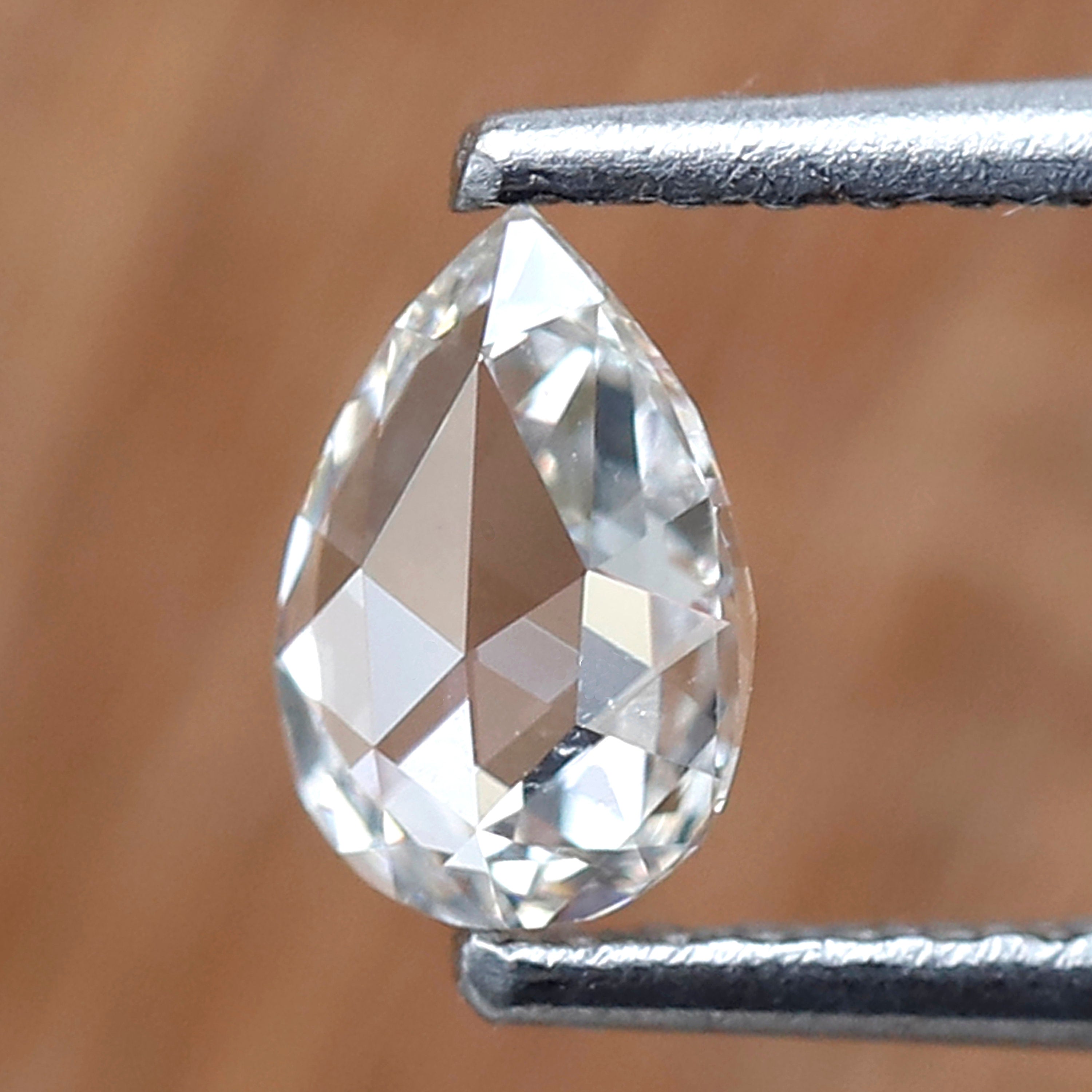 0.31 Carat White Pear Rose Cut GH Color VS Clarity Diamond 6 MM