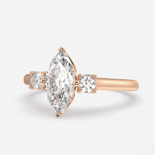 18k Rose Gold 1ct D VVS1 Marquise Engagement Ring Vasudha