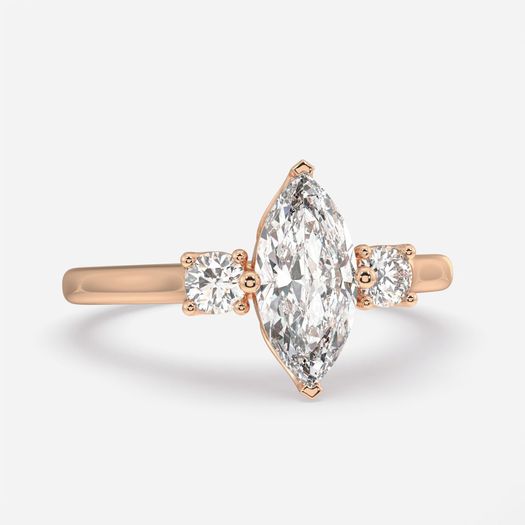 18k Rose Gold 1ct D VVS1 Marquise Engagement Ring Vasudha