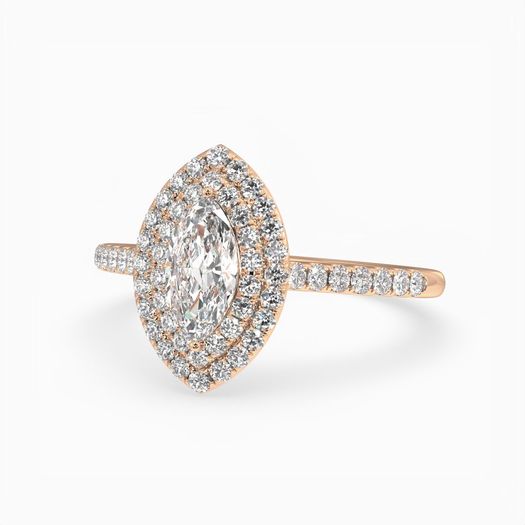 18K Solid Gold 1 Carat D VVS1 Marquise Engagement Ring Lola