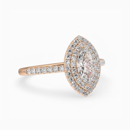 18K Solid Gold 1 Carat D VVS1 Marquise Engagement Ring Lola