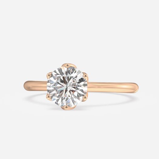 18K Solid Gold 1 Carat D VVS1 Round Engagement Ring Elsira