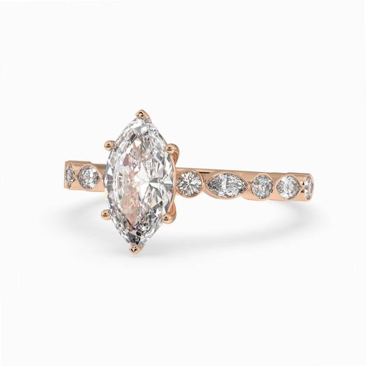 18k Rose Gold 1ct D VVS1 Marquise Engagement Ring Royalty