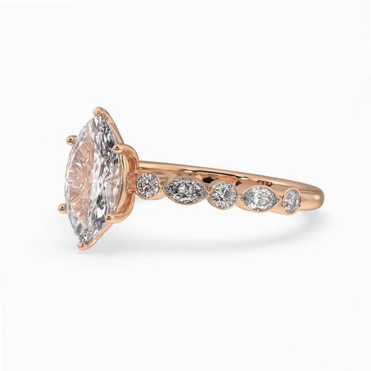 18k Rose Gold 1ct D VVS1 Marquise Engagement Ring Royalty