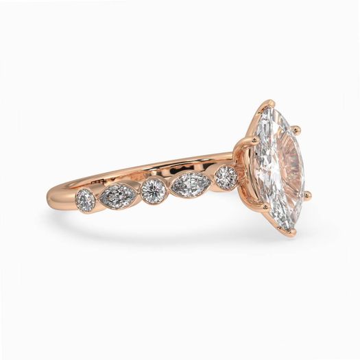 18k Rose Gold 1ct D VVS1 Marquise Engagement Ring Royalty