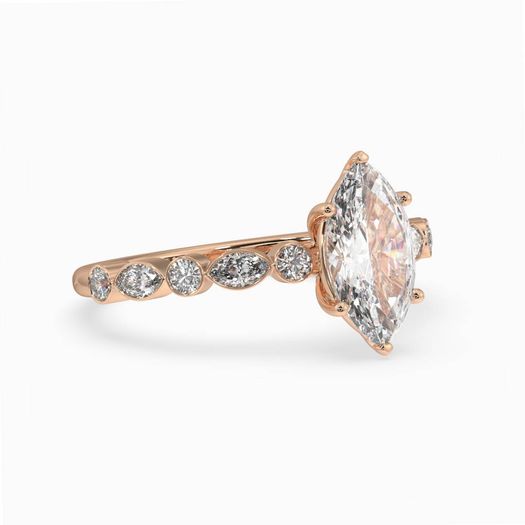 18k Rose Gold 1ct D VVS1 Marquise Engagement Ring Royalty