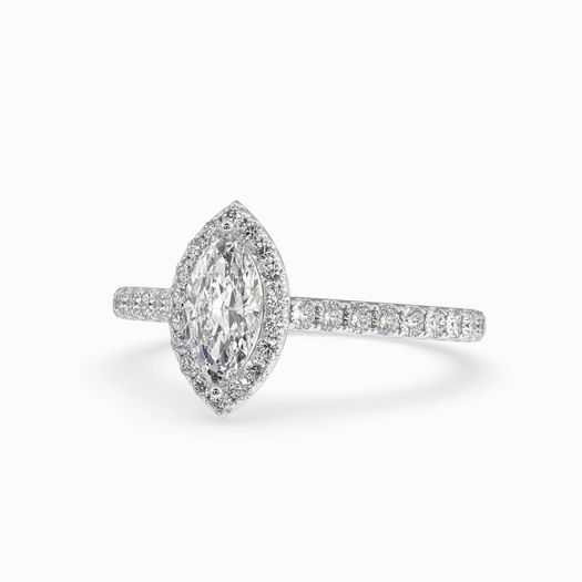 1ct D VVS1 Marquise Halo Pave Engagement Ring Nora