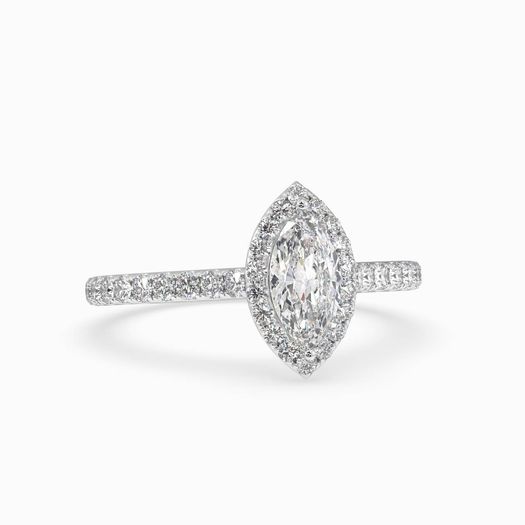 1ct D VVS1 Marquise Halo Pave Engagement Ring Nora