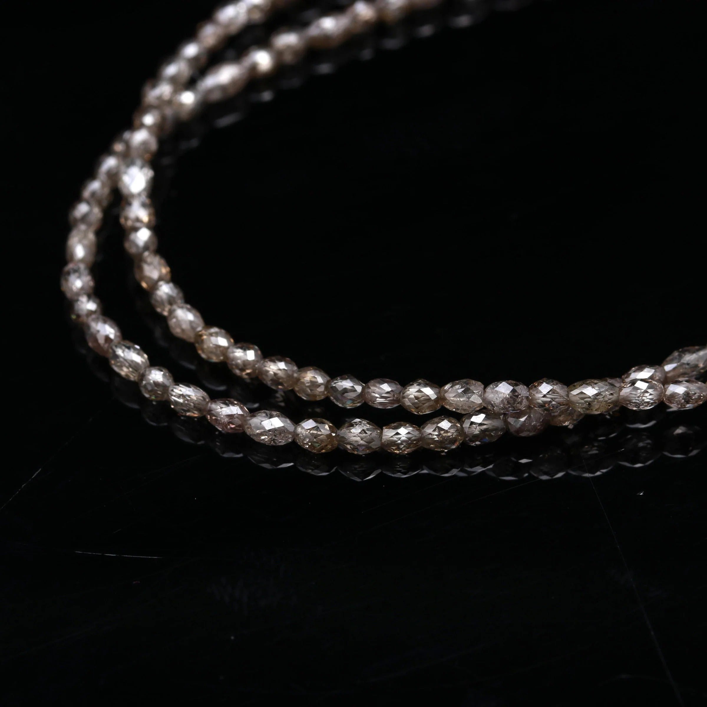 15 Inch AAA+ Quality Champagne Diamond Bead Necklace Faceted Barrel Natural