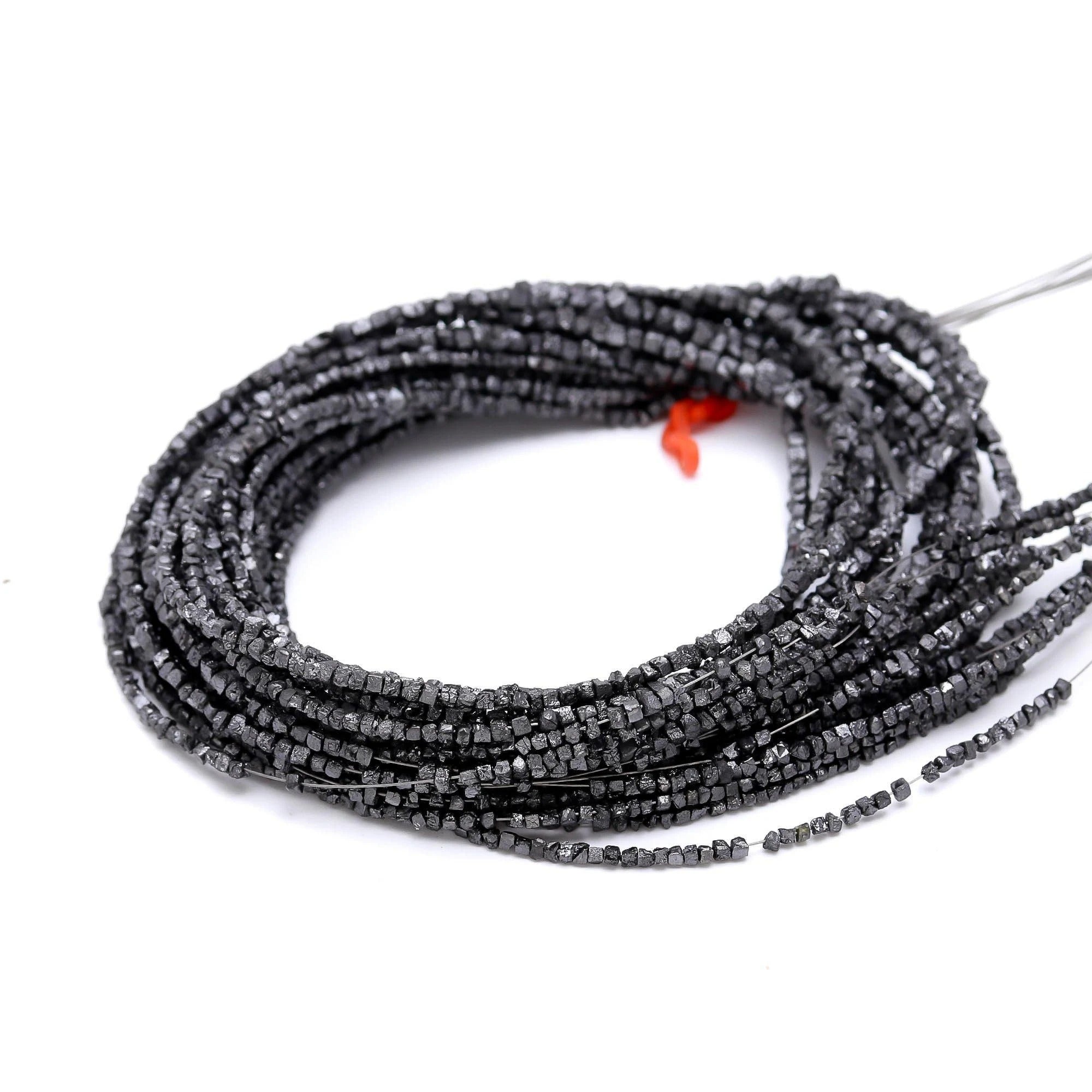 15 inch Strand Natural Black Cube Diamond Beads Raw Rough Cut Beads