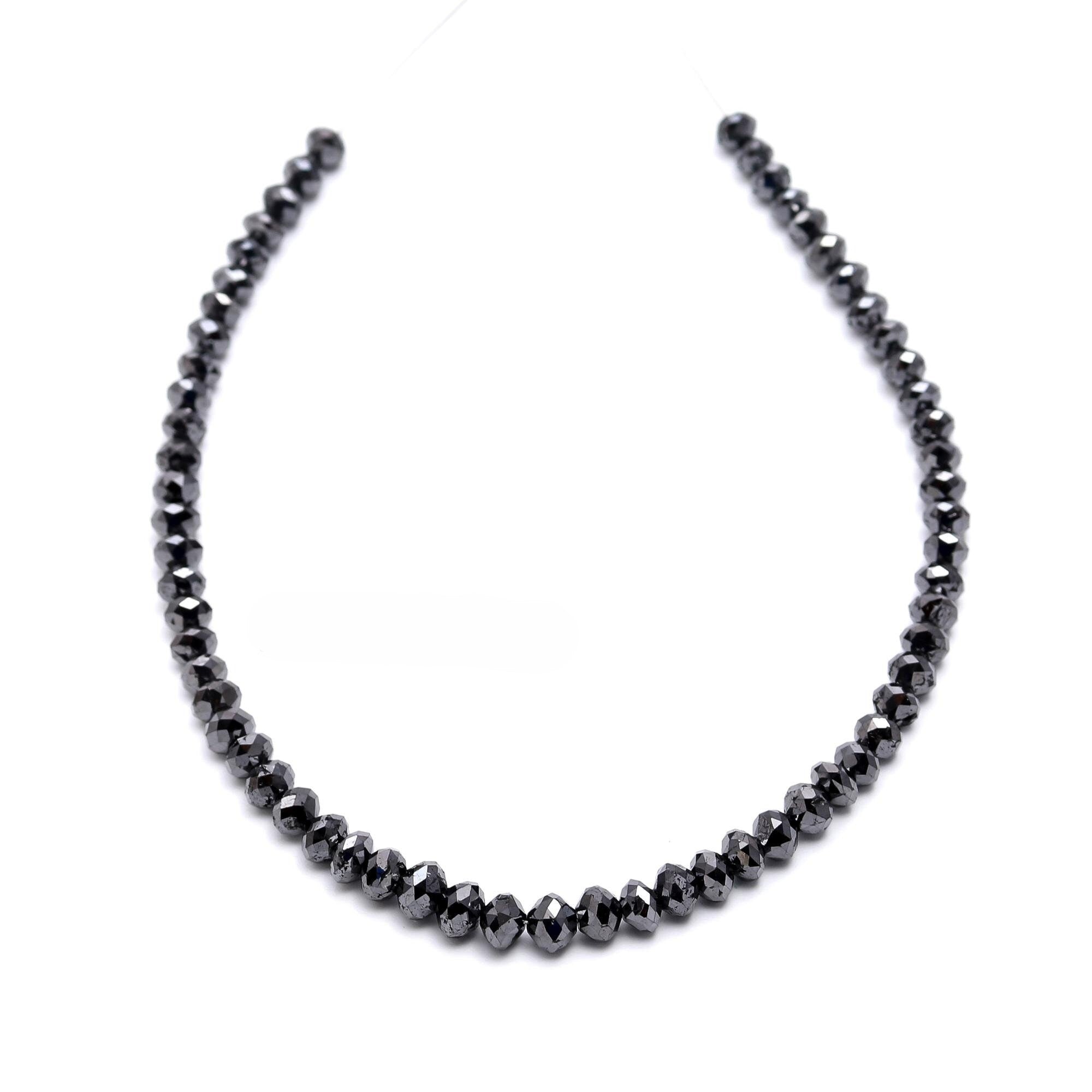 16 inch Natural Faceted Black Diamond Rondelle Beads Diamond Jewellery 4 mm