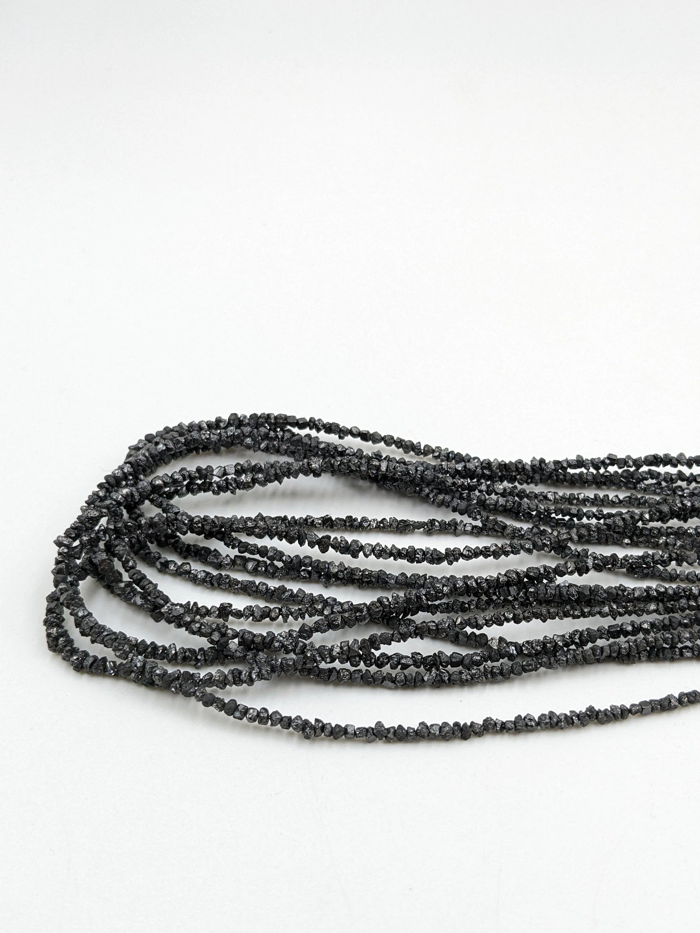 15 inch AAA+ Black Diamond Beads Raw Uncut Diamond Beads 2-3mm
