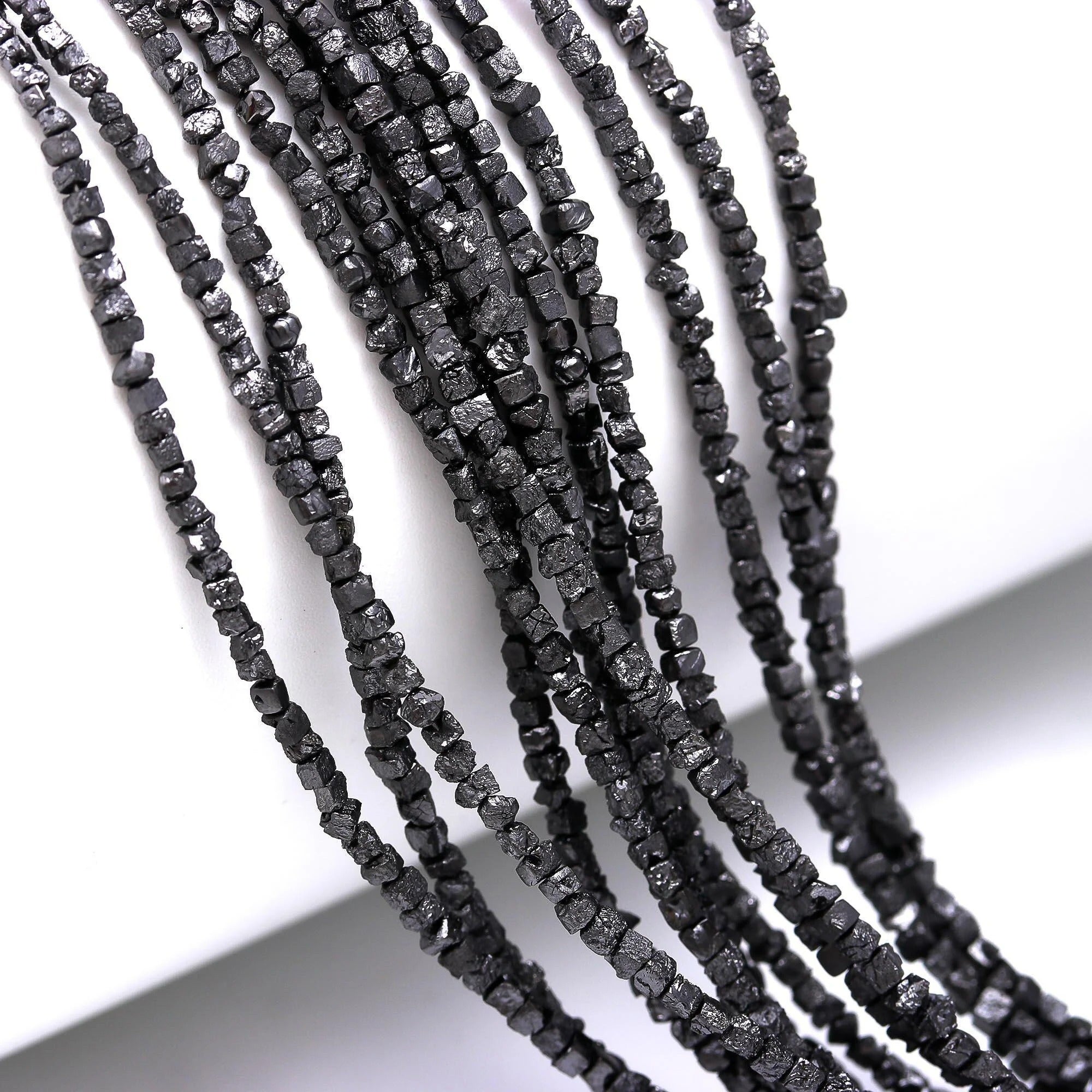 15 inch Strand Natural Black Cube Diamond Beads Raw Rough Cut Beads