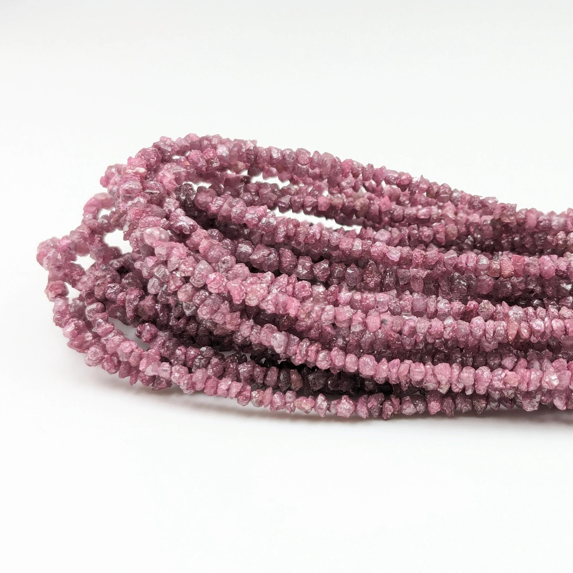 16 Inch AAA+ Pink Diamond Beads Raw Uncut Diamond Nugget 2-3mm