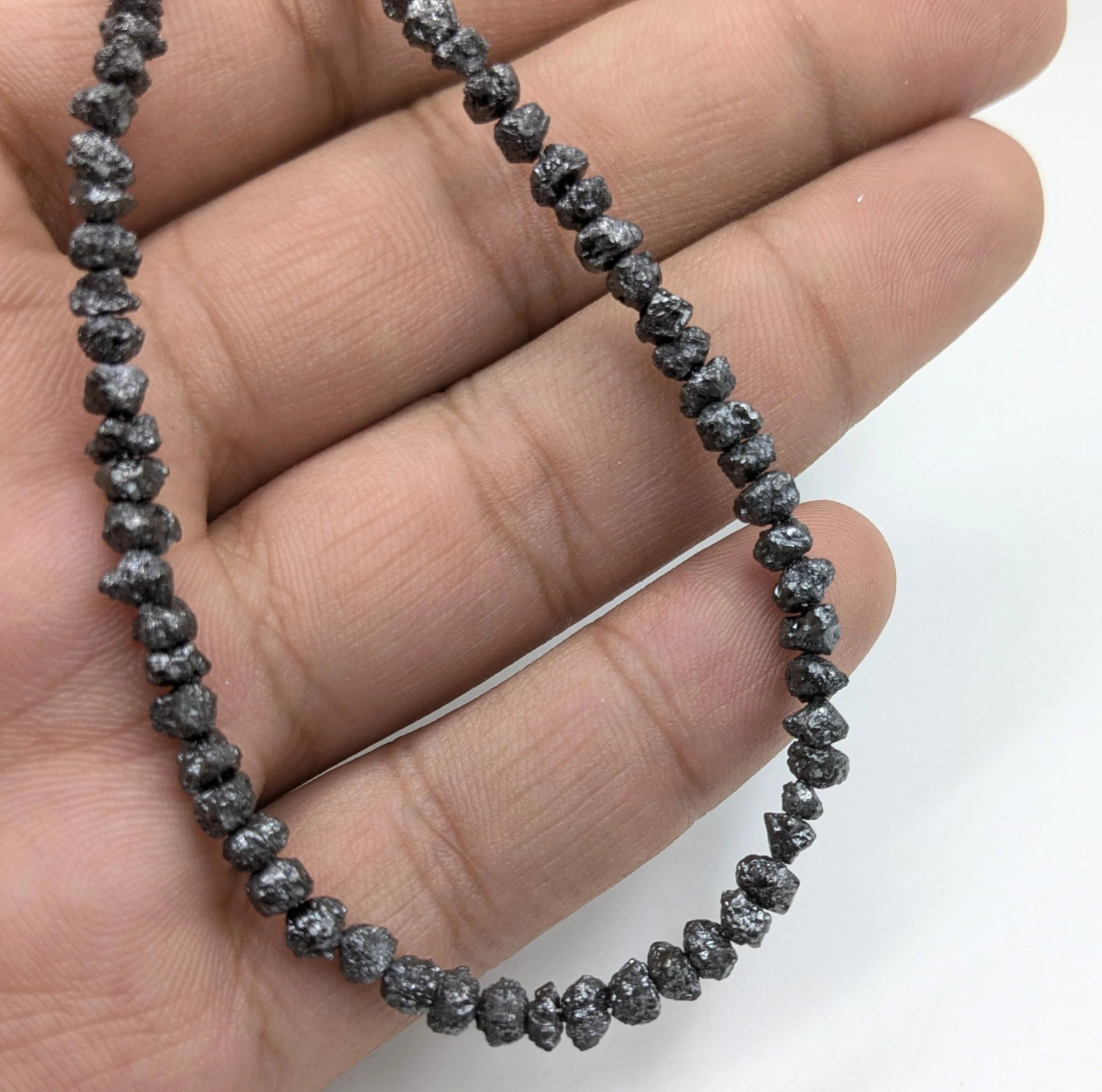 16 Inch AAA Black Diamond Beads Uncut Rough Nuggets 4mm