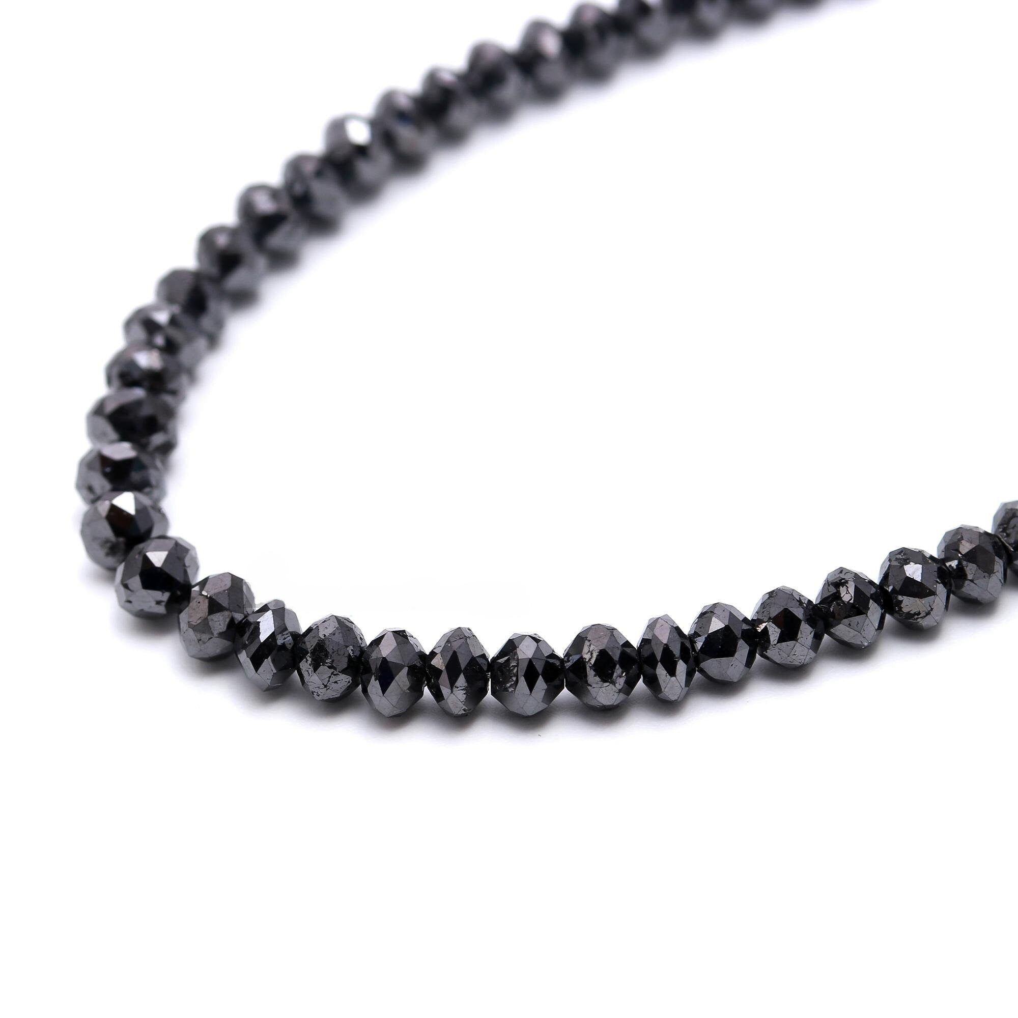16 inch Natural Faceted Black Diamond Rondelle Beads Diamond Jewellery 4 mm