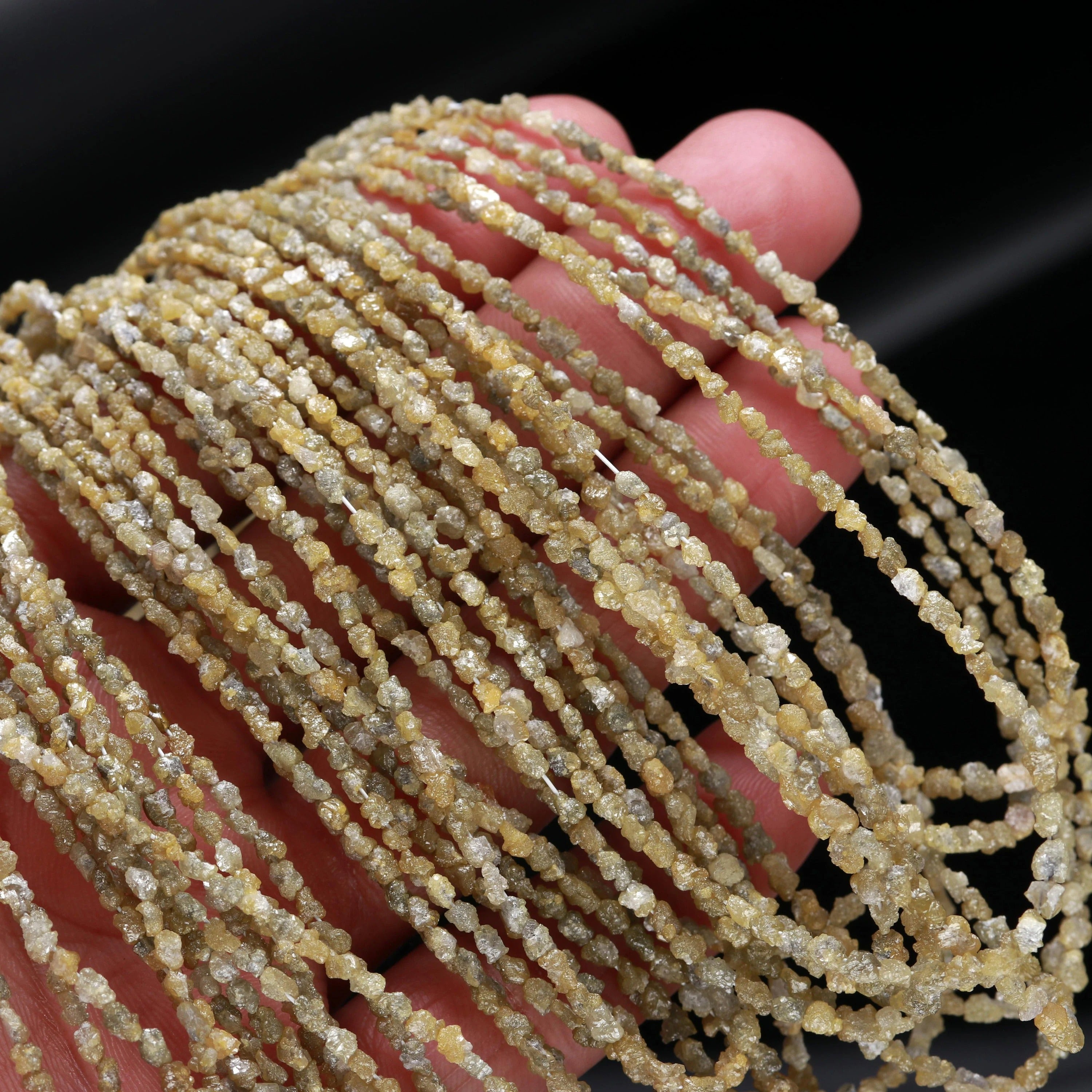 Natural Yellow Rough Diamond Beads Raw Uncut Diamond 2.5-4 mm