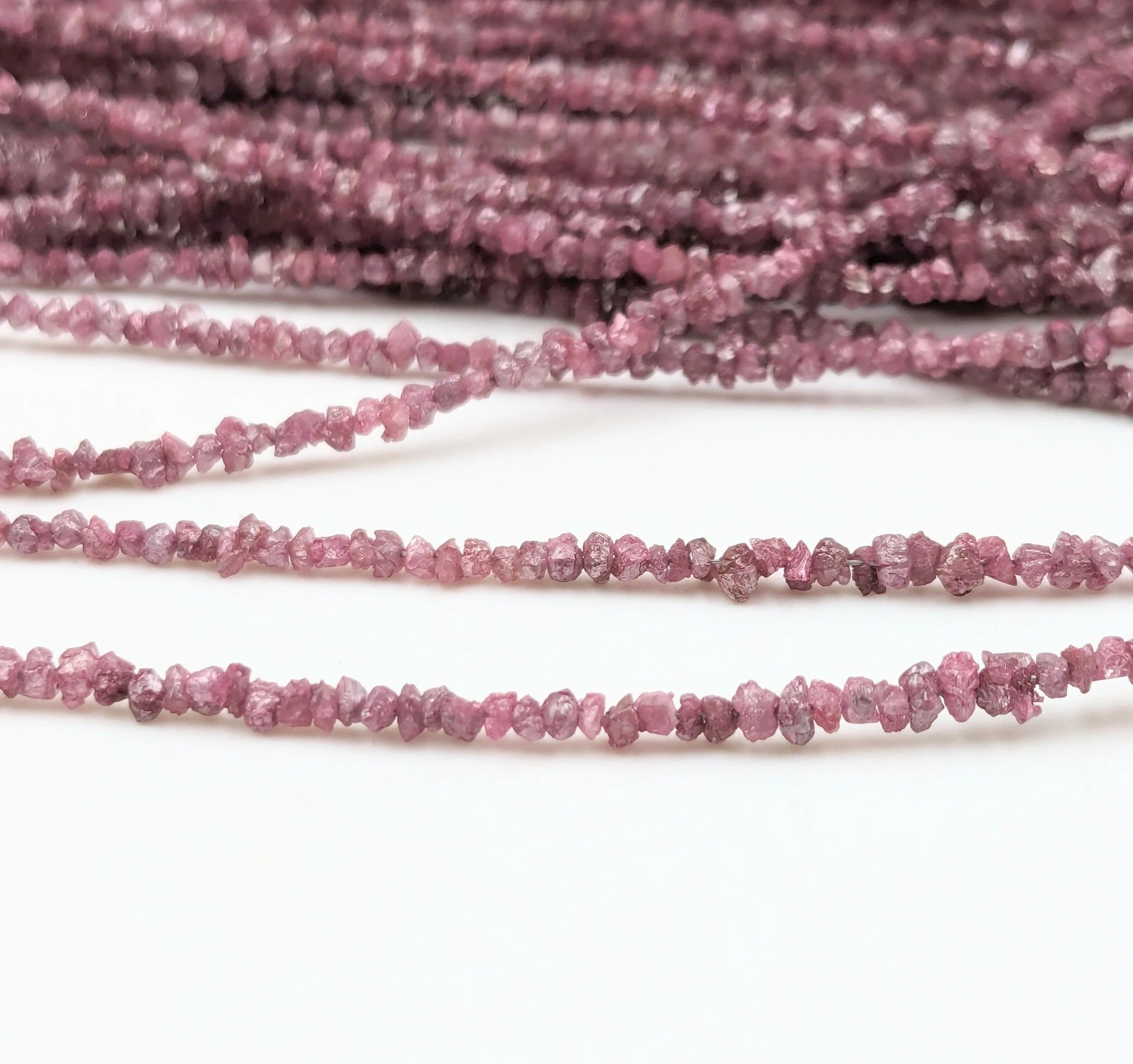 16 Inch AAA+ Pink Diamond Beads Raw Uncut Diamond Nugget 2-3mm