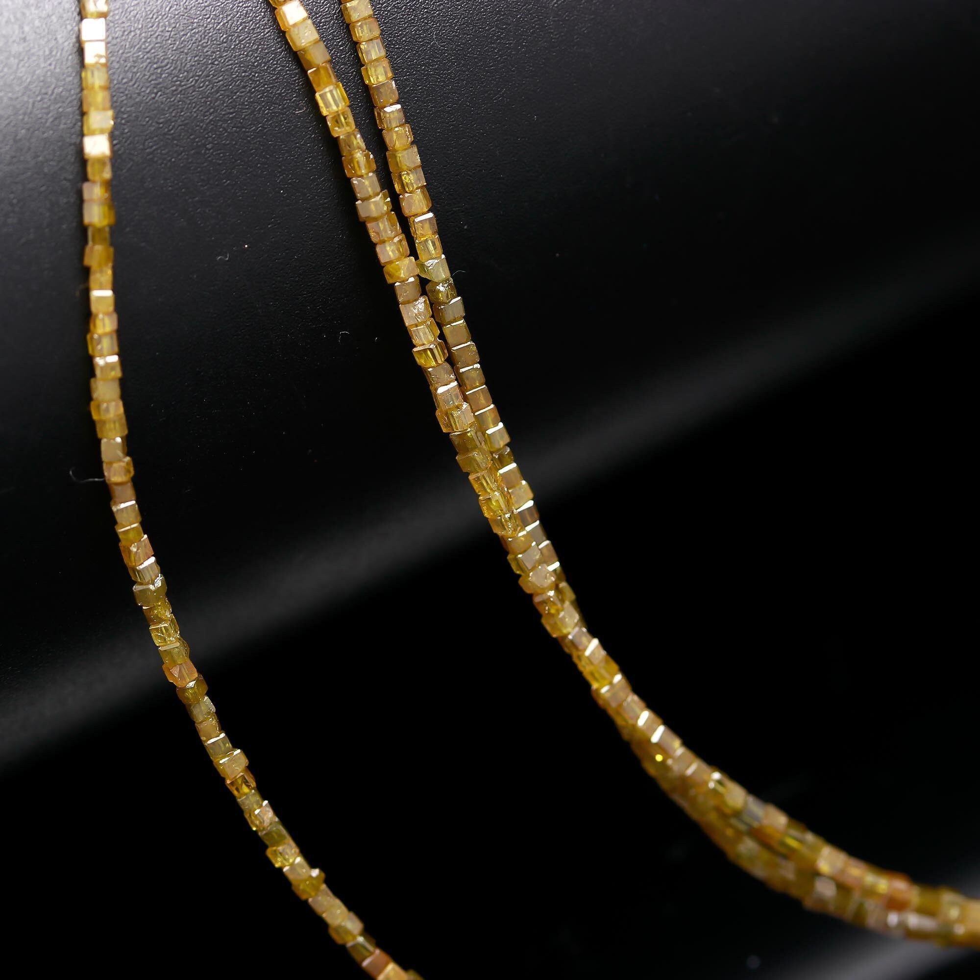 15 inch AAA+ Quality Faceted Yellow Diamond Cube Beads Natural 2 mm