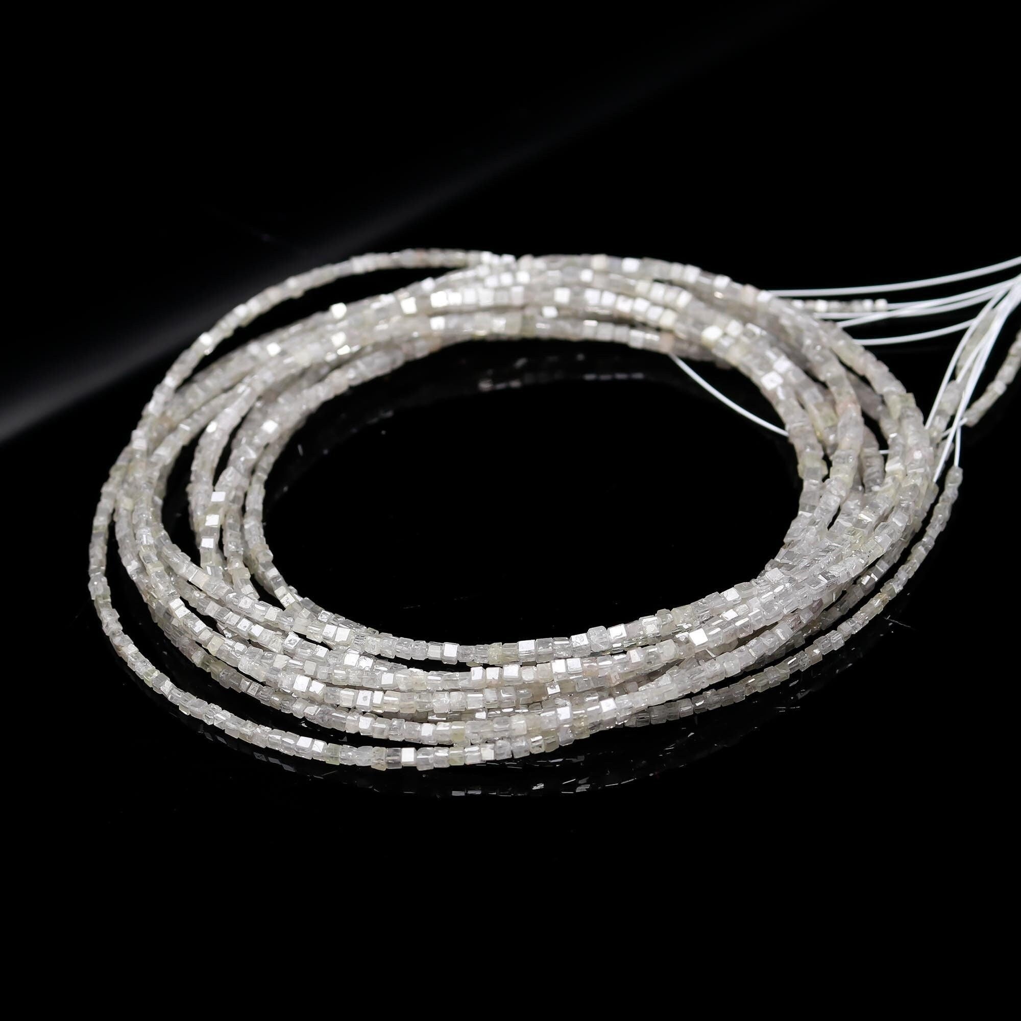 AAA+ Quality Natural White Diamond Cube Beads 1.5 - 2.5 mm