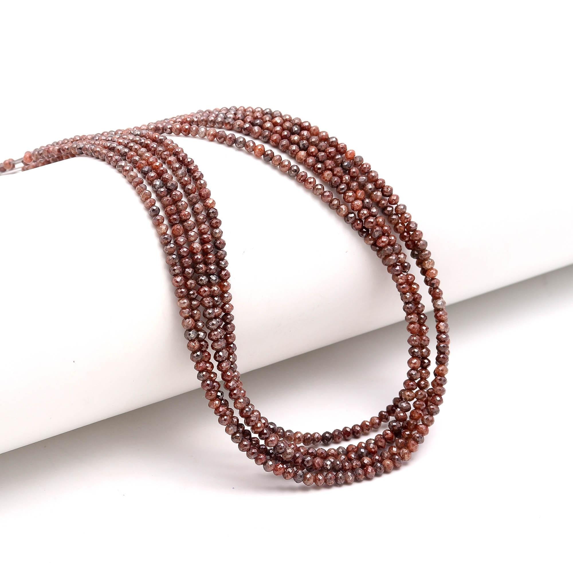 15 Inch Natural Red Diamond Faceted Beads 3.5 mm