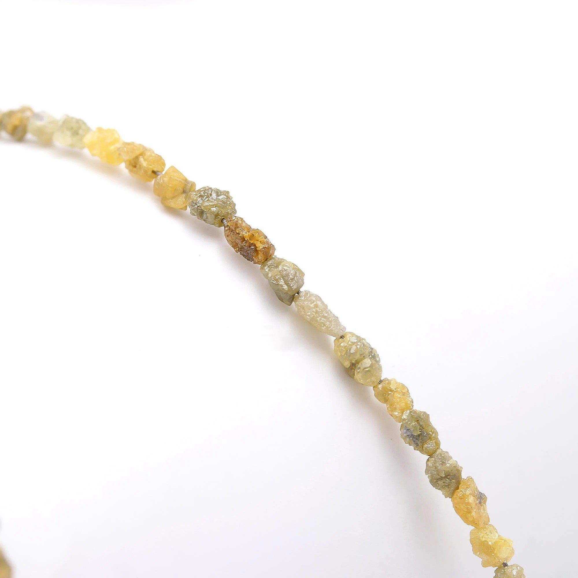 15 Inch Natural Yellow Raw Diamond Beads Uncut Nuggets 3-4 mm