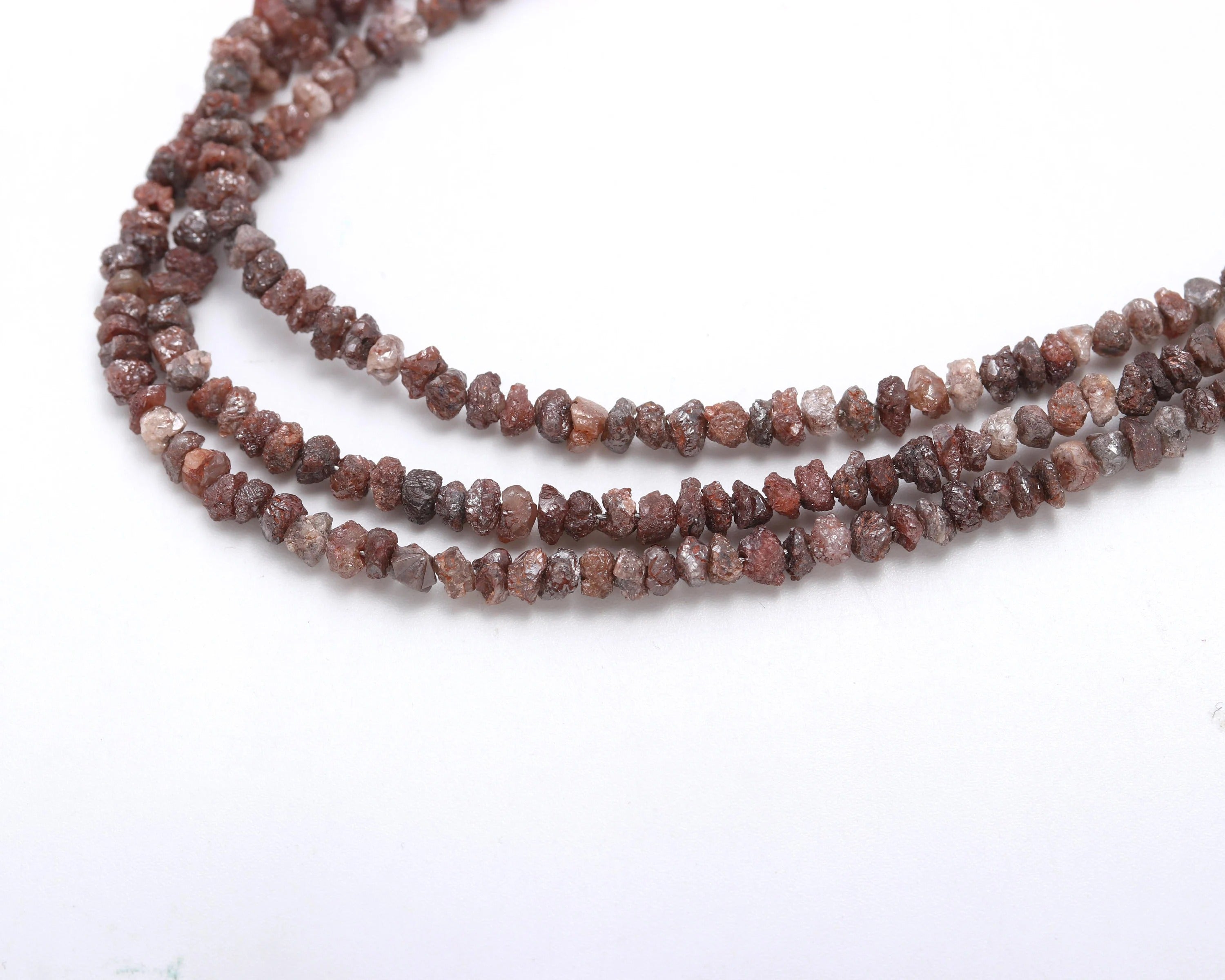 15 inch Raw Red Diamond Bead Strand Uncut Rough Nuggets Diamond