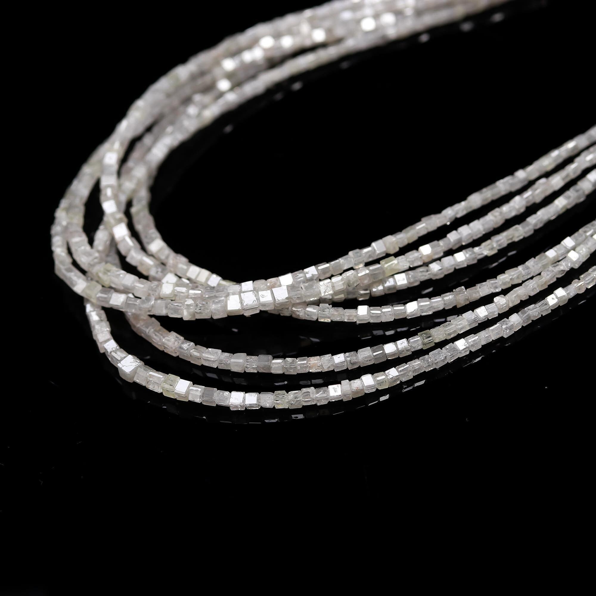 AAA+ Quality Natural White Diamond Cube Beads 1.5 - 2.5 mm