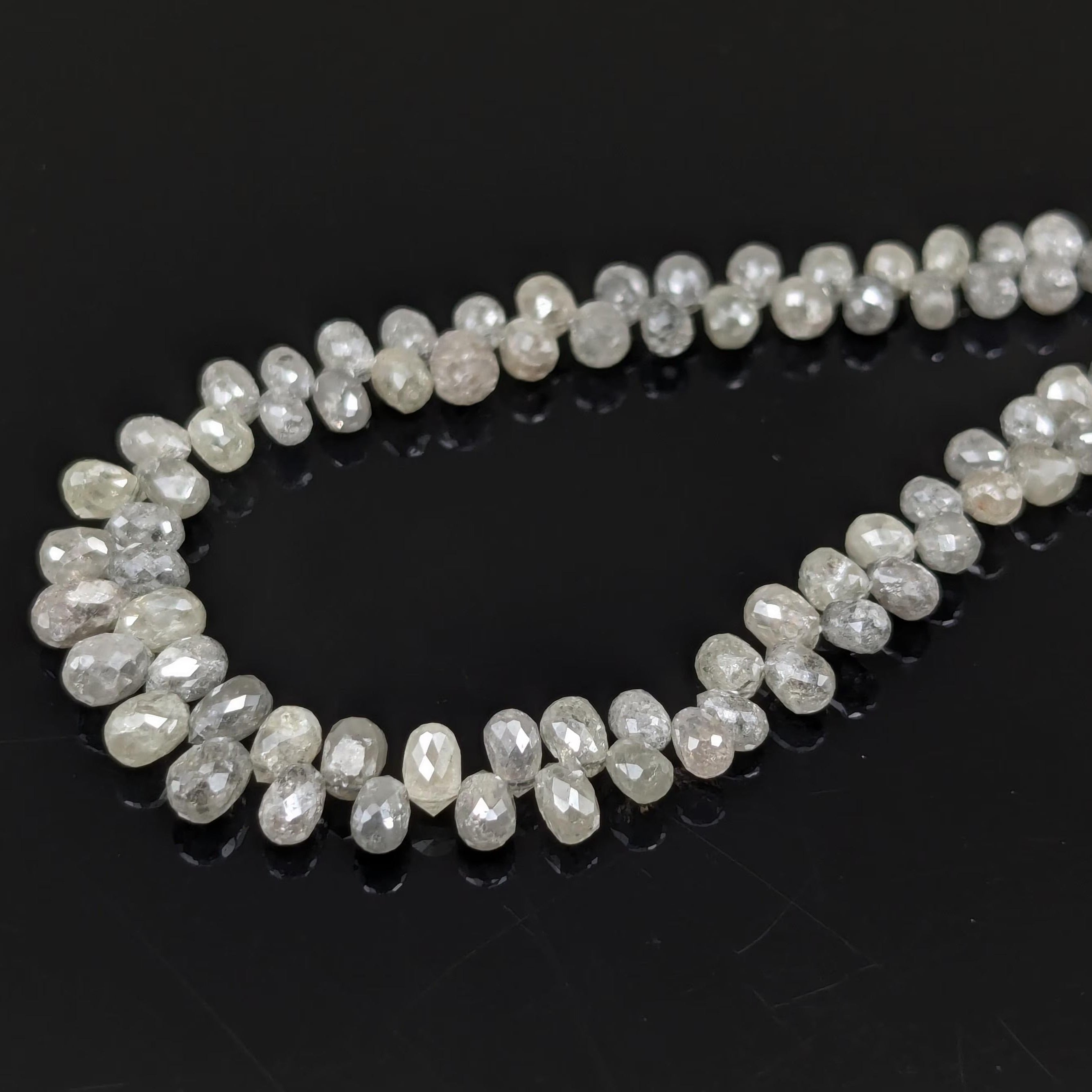 AAA+ Faceted Teardrop Briolette Natural White Diamond Beads 2.5-4 mm