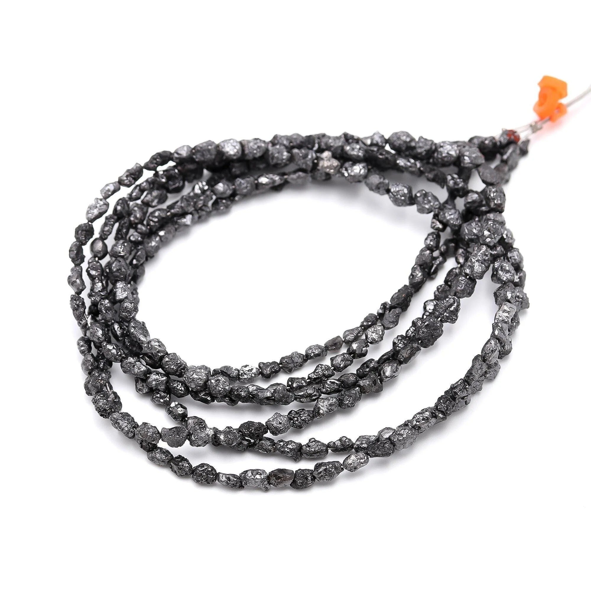 AAA+ Quality 15 inch Strand Raw rough Black Diamond Beads 4 mm