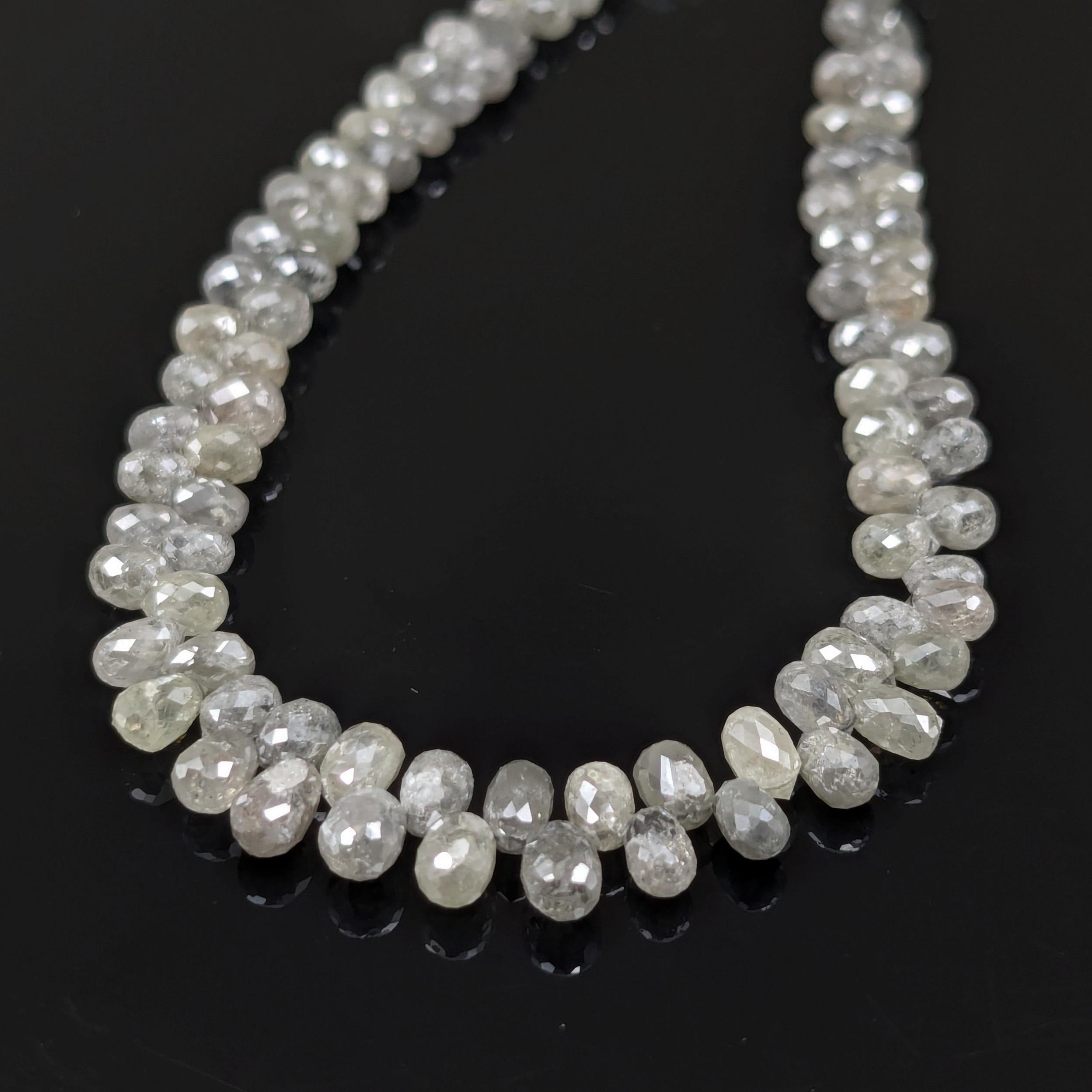 AAA+ Faceted Teardrop Briolette Natural White Diamond Beads 2.5-4 mm