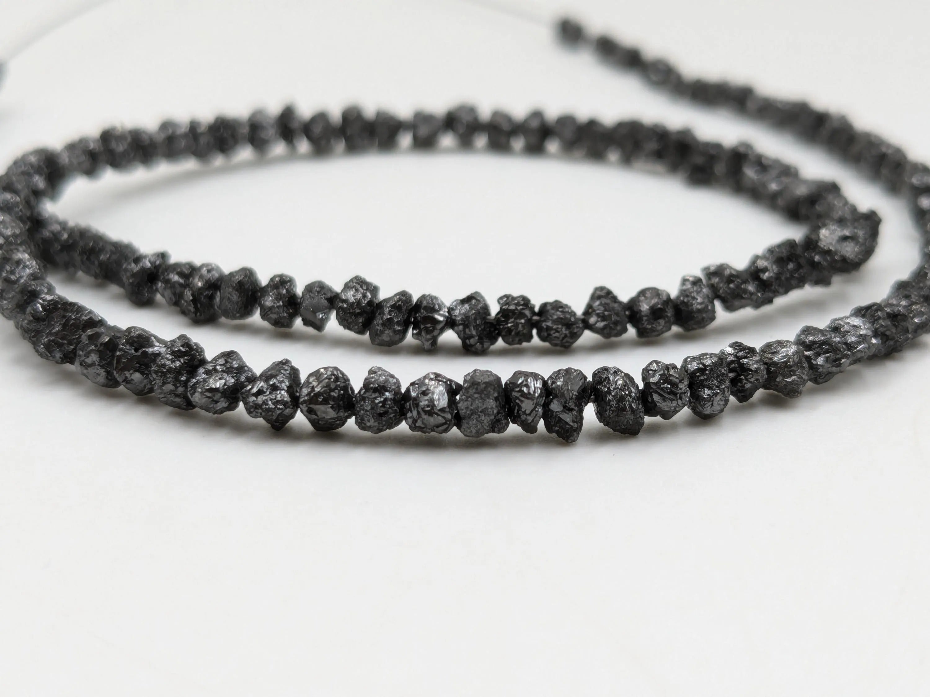 16 Inch AAA Black Diamond Beads Uncut Rough Nuggets 4mm
