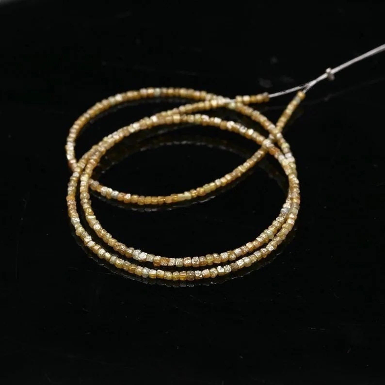 AAA+ Dark Yellow Diamond Cube Beads Raw Rough Diamonds 1.5-2.5mm