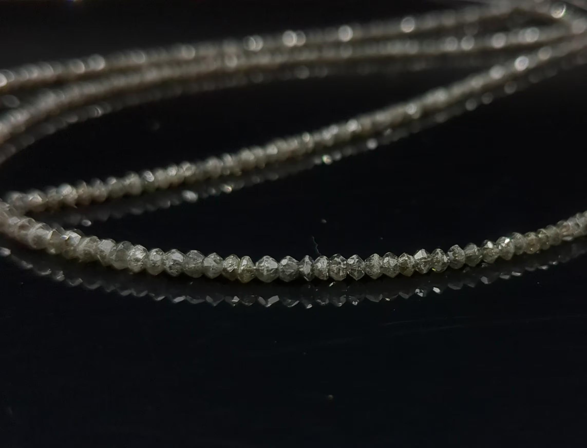 Natural Salt & Pepper Faceted Rondelle Grey Diamond Beads 3mm